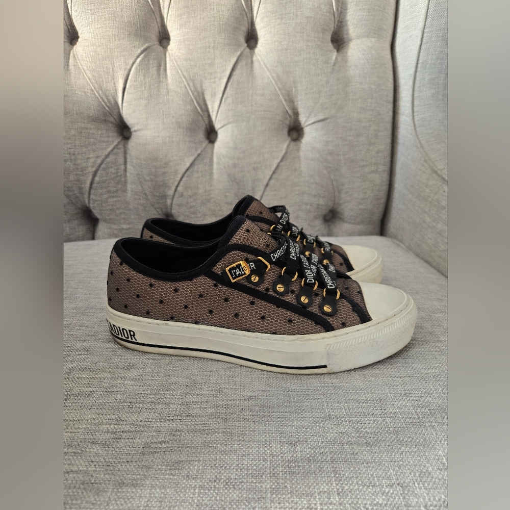 Dior Polka Dot Sneakers with Gold Accents